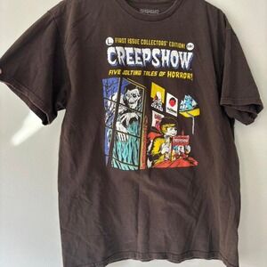 Vintage Retro Creepshow horror movie brown grunge tee graphic t-shirt - Large